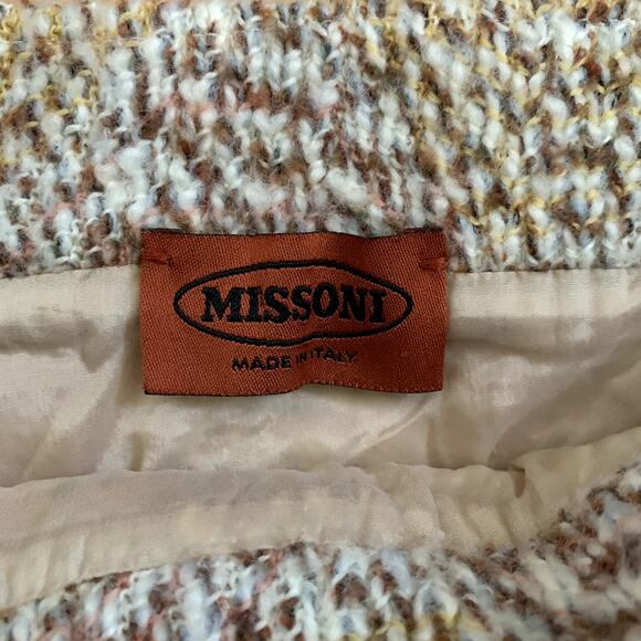 Vintage Missoni Wool Crochet Tweed Woven Knit Fringe Mini Skirt Size 42 (US 6) - Picture 3 of 12